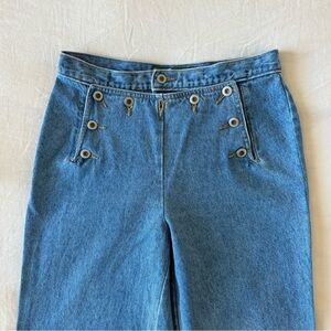 Vintage Sailor Pants Jeans Pepper Club Denim 12 High Waisted Tapered Front Flap